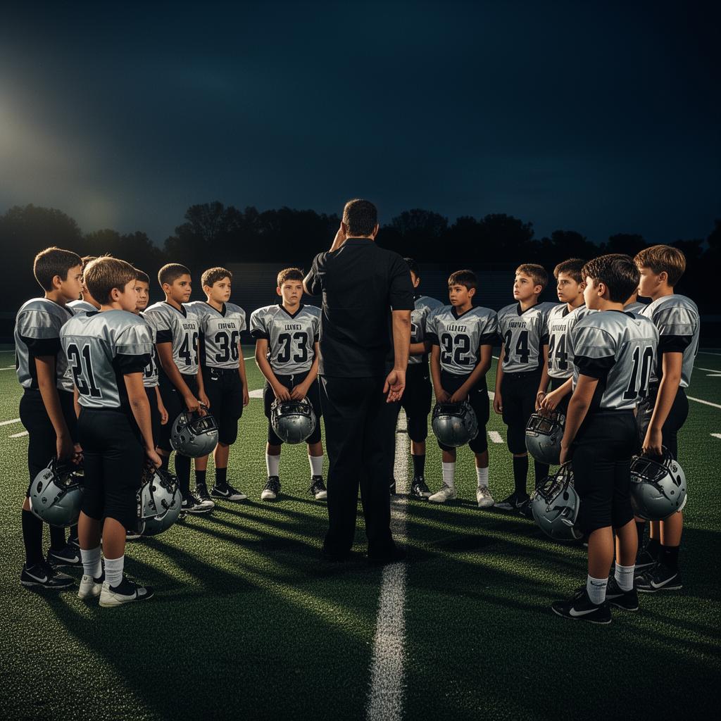 Raiders team huddle